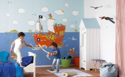 Оригинальное решение в оформлении стен детской комнаты